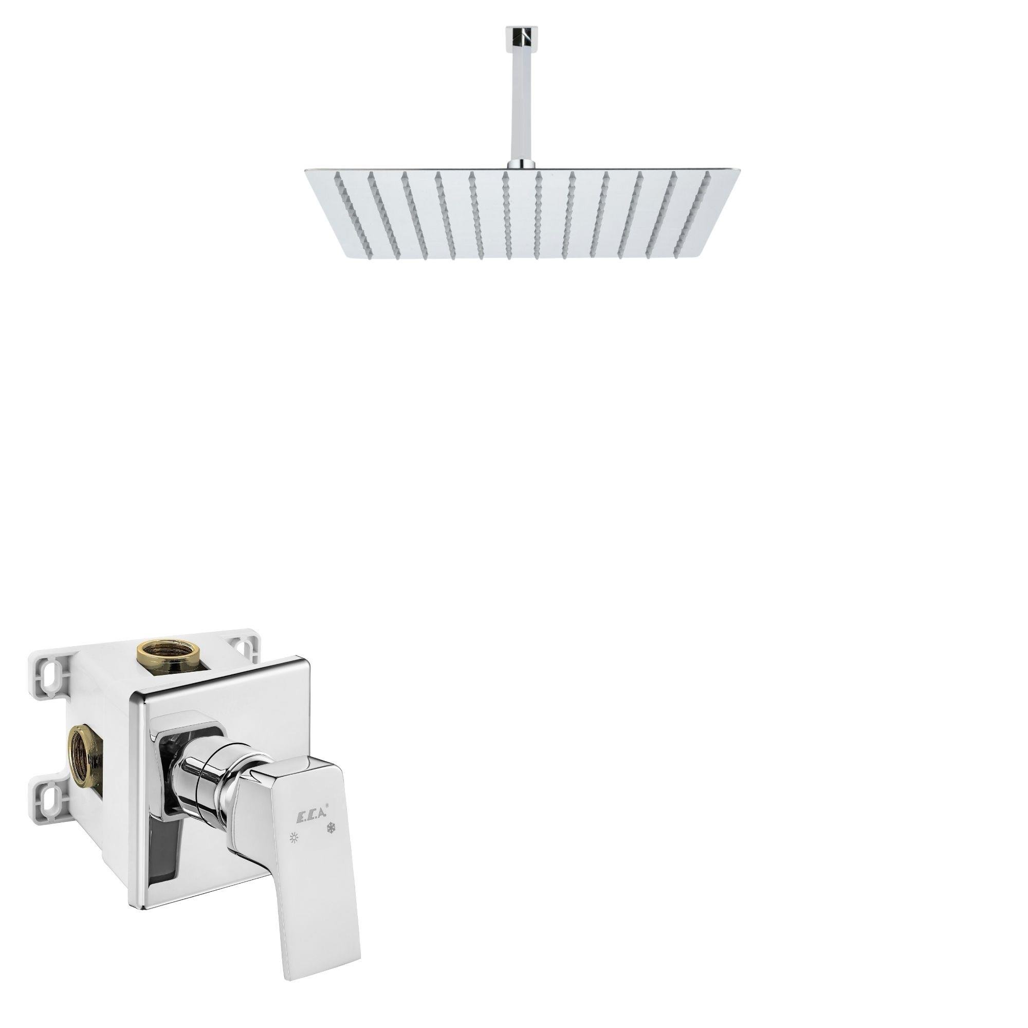 ECA Tiera Kare Ankastre Gömme Duş Bataryası Seti Tüm Parçalar Dahil  30x30 Tavandan