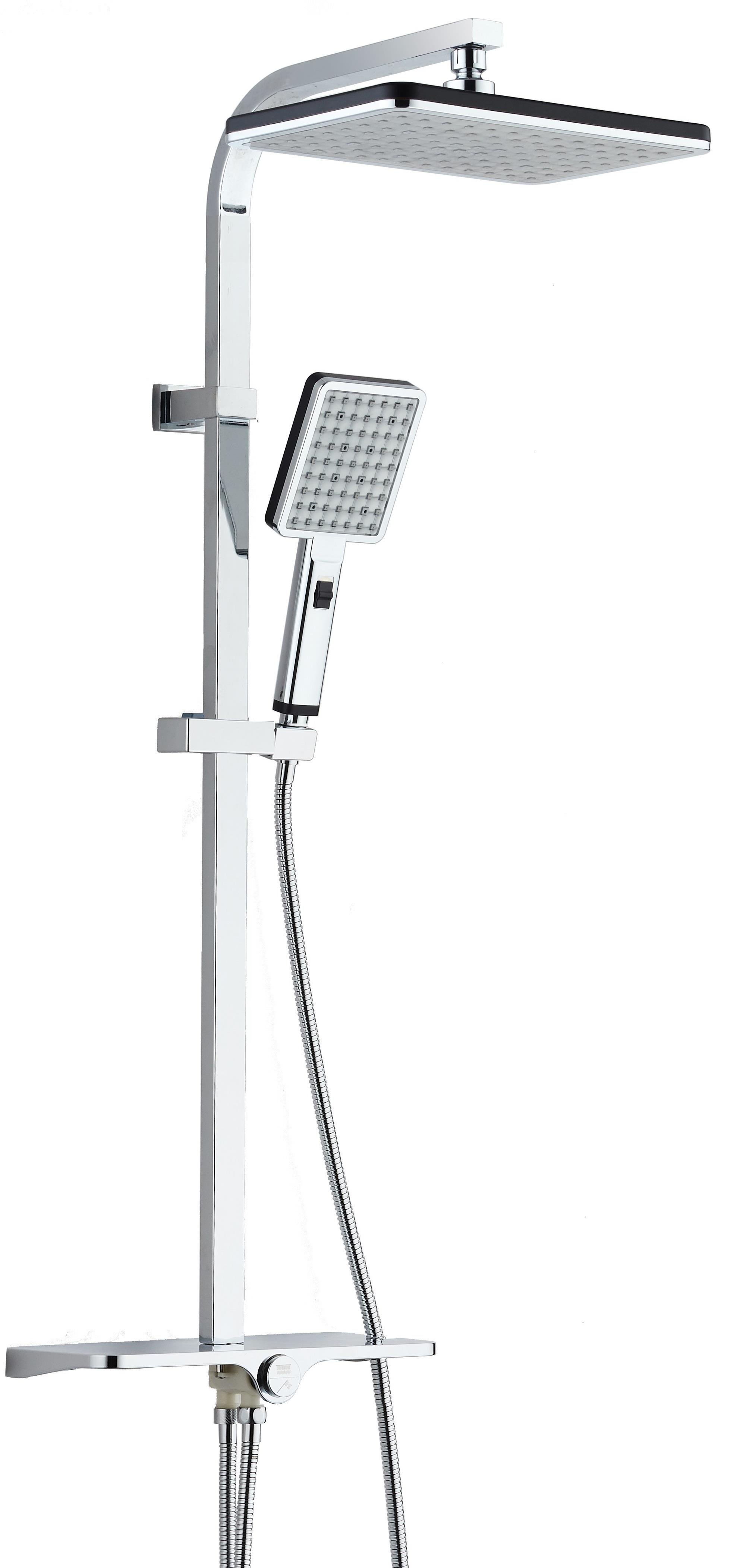 T-MAY Hill Sümbül Dikdörtgen Duş Takımı Seti Krom Paslanmaz