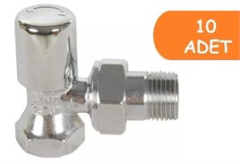 10 Adet ECA RV 1/2 Köşe Radyatör Valfi Krom Kaplamalı 602120280