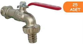 25 Adet ECA 1/2 Küresel Boşaltma Bahçe Musluğu 602109004