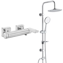 ECA İcon Banyo Bataryası+T-MAY Banyo Bostan Oval Tepe Duş Takımı Seti Paslanmaz Krom