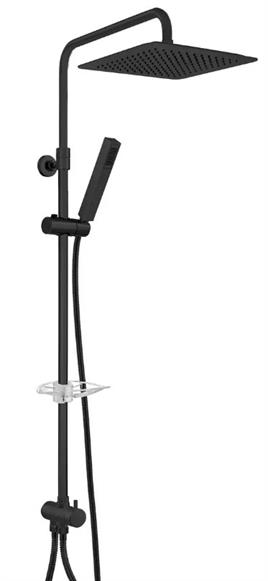 ECA Life Teleskobik Kolonlu Banyo Tepe Duş Sistemi Mat Siyah Renkli 25x25 102158078C1