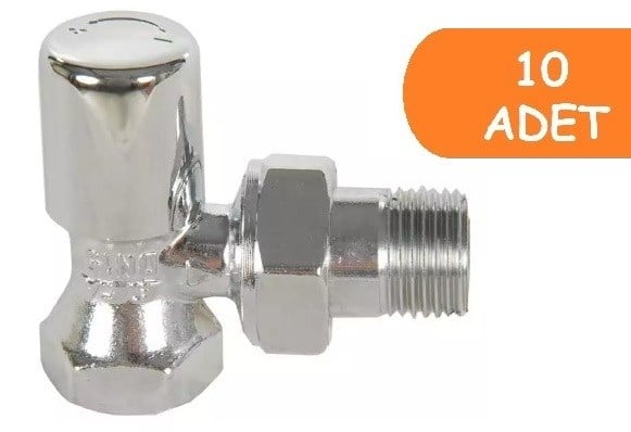 10 Adet ECA RV 1/2 Köşe Radyatör Valfi Krom Kaplamalı 602120280