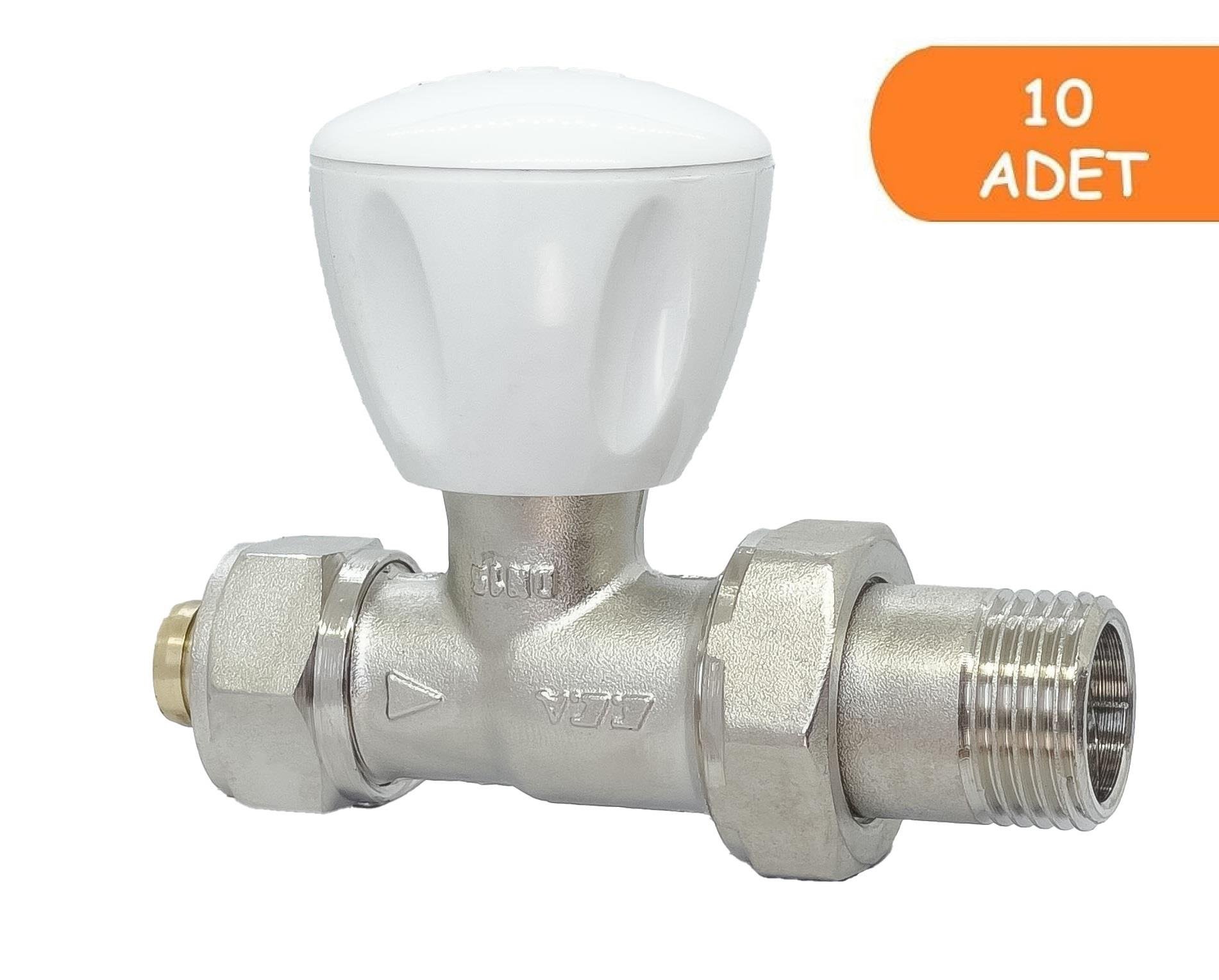10 Adet ECA RV3 1/2 Düz Radyatör Valfi Pex Petek Havlupan Vanası 602120722