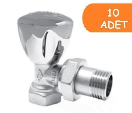 10 Adet ECA RV3 1/2 Köşe Radyatör Valfi Krom Kaplamalı Petek Havlupan Vanası 602120749
