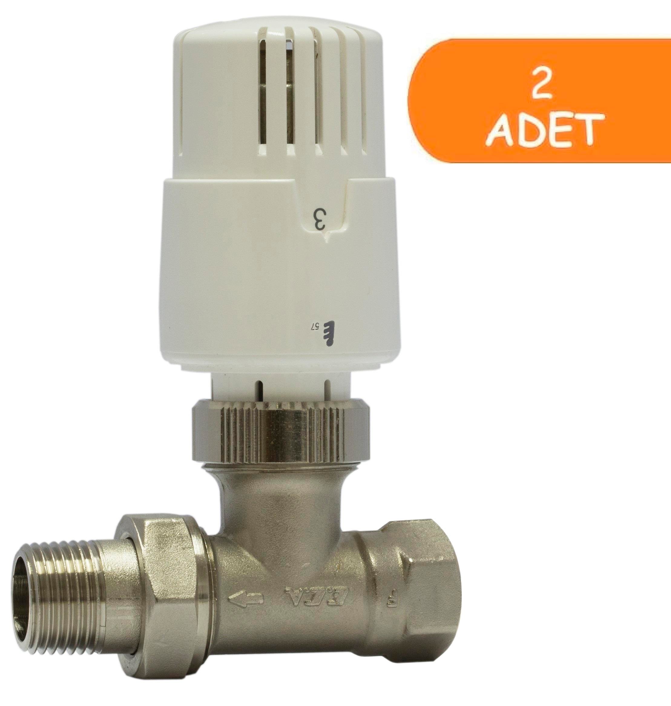 2 Adet ECA TRV4 Termostatik Düz Radyatör Valfi Petek Vanası 602120756