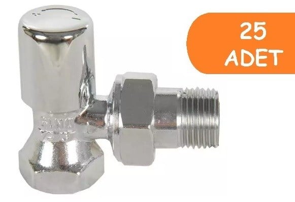 25 Adet ECA RV 1/2 Köşe Radyatör Valfi Krom Kaplamalı 602120280