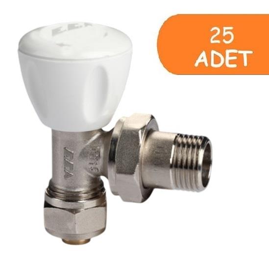 25 Adet ECA RV3 1/2 Köşe Radyatör Valfi Pex Petek Havlupan Vanası 602120721