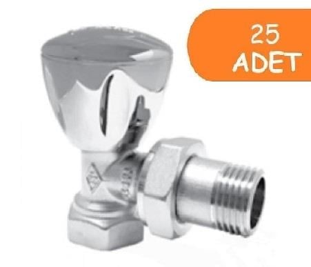 25 Adet ECA RV3 1/2 Köşe Radyatör Valfi Krom Kaplamalı Petek Havlupan Vanası 602120749