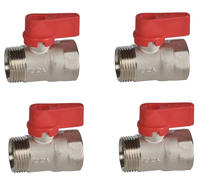 4 Adet ECA 3/8 Mini Küresel Valfi İç Vida X Dış Vida 102122027