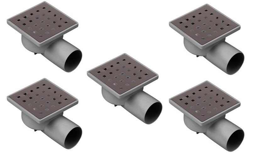 5 Adet Toplu Tema Banyo Krom Kare Paslanmaz Süzgeçli Yer Sifonu