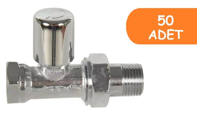 50 Adet ECA 1/2 Düz Radyatör Valfi Krom Kaplamalı 602120281