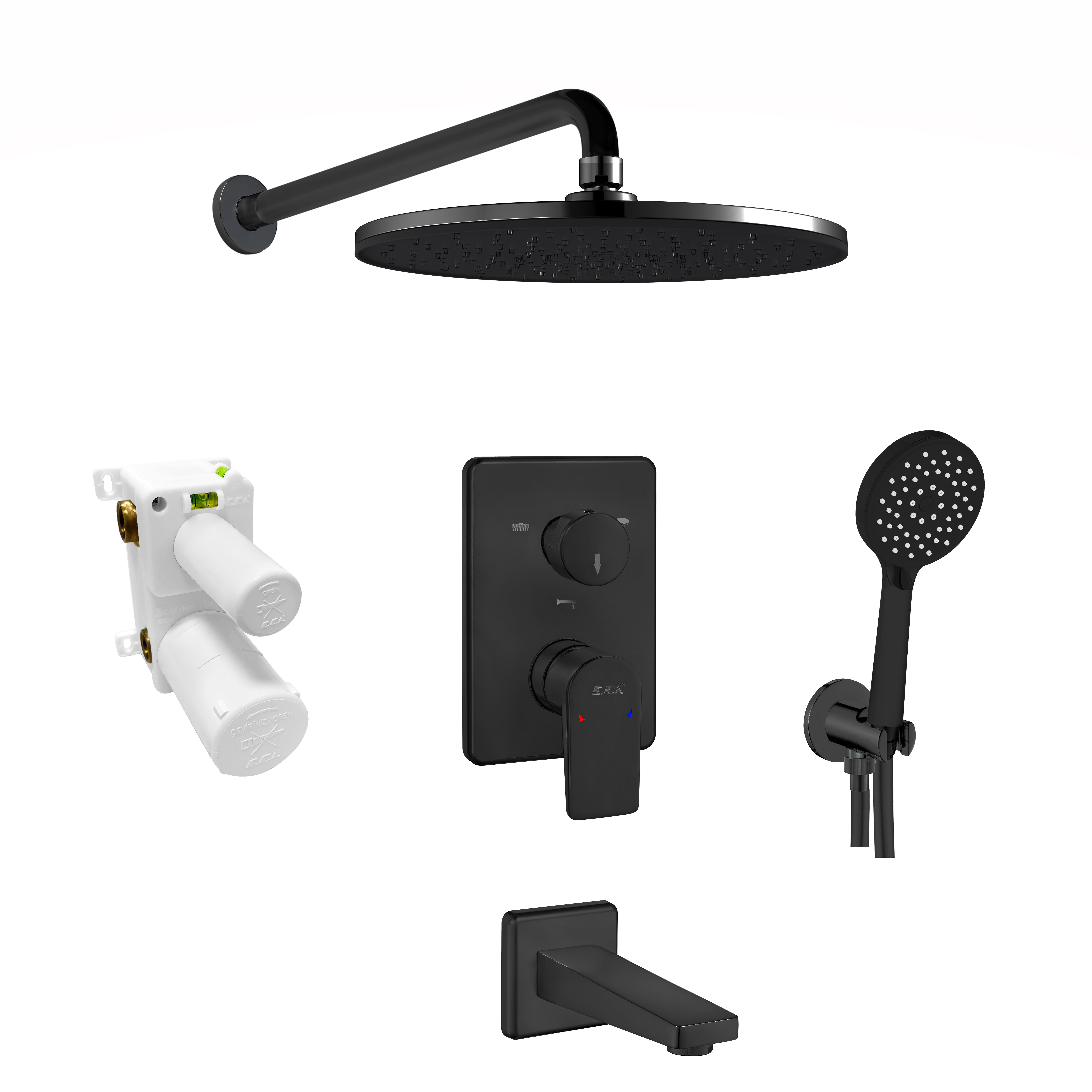 ECA Dalia Ankastre Duş Seti 3-Yollu Mat Siyah 102199771C1