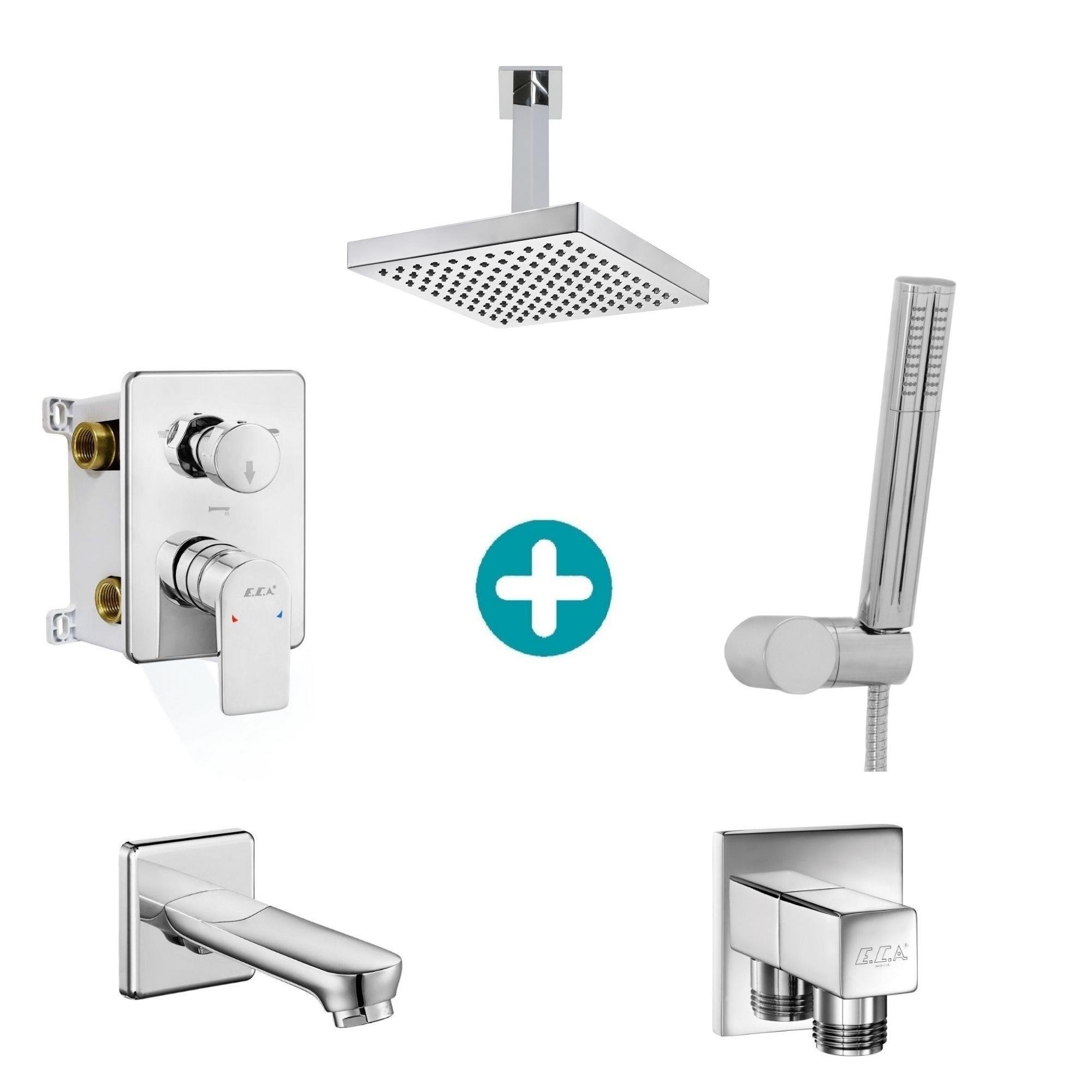 ECA Dalia Ankastre Gömme Banyo Bataryası Duş Seti Tüm Parçalar Dahil Tavandan 