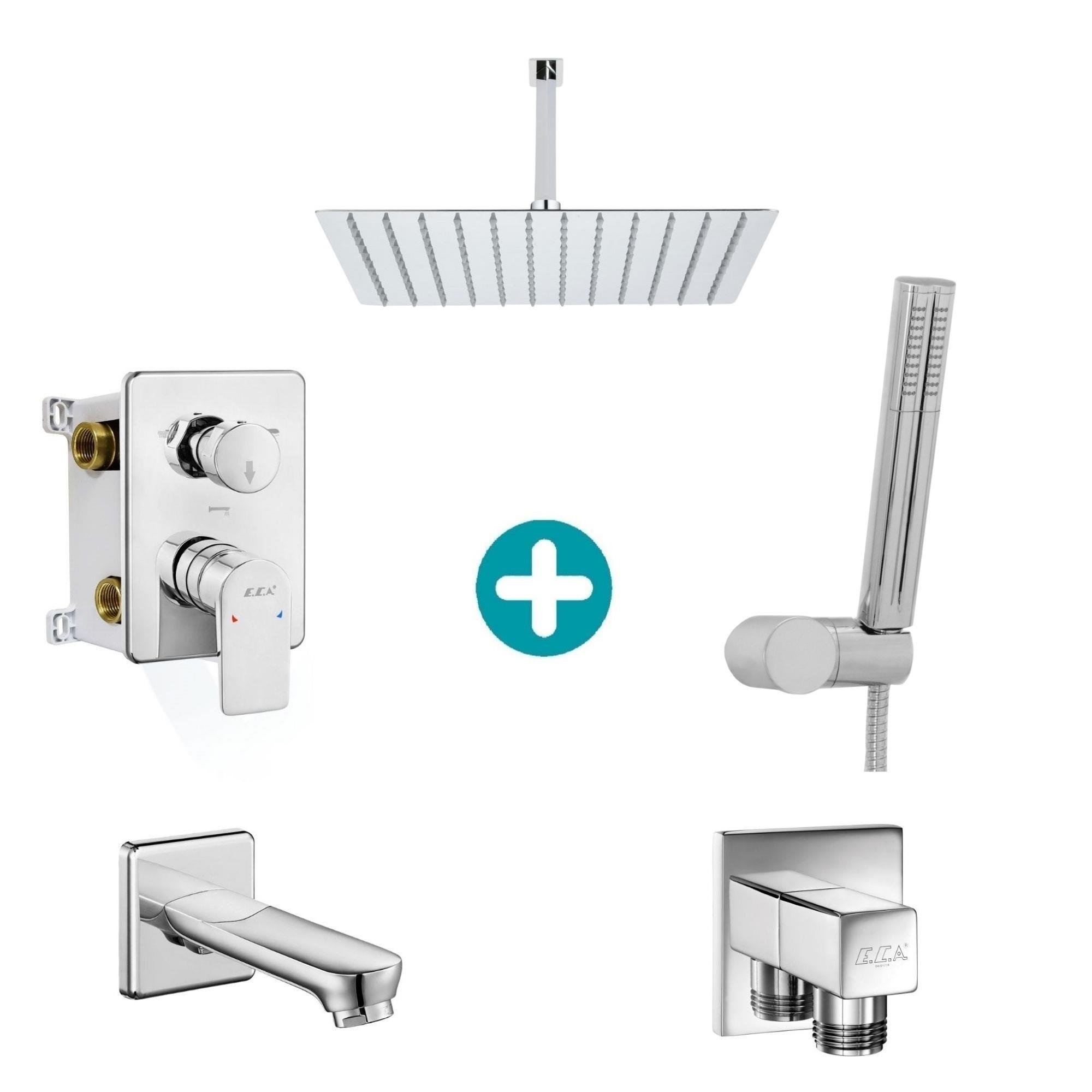 ECA Dalia Ankastre Gömme Banyo Bataryası Duş Seti Tüm Parçalar Dahil 40x40 