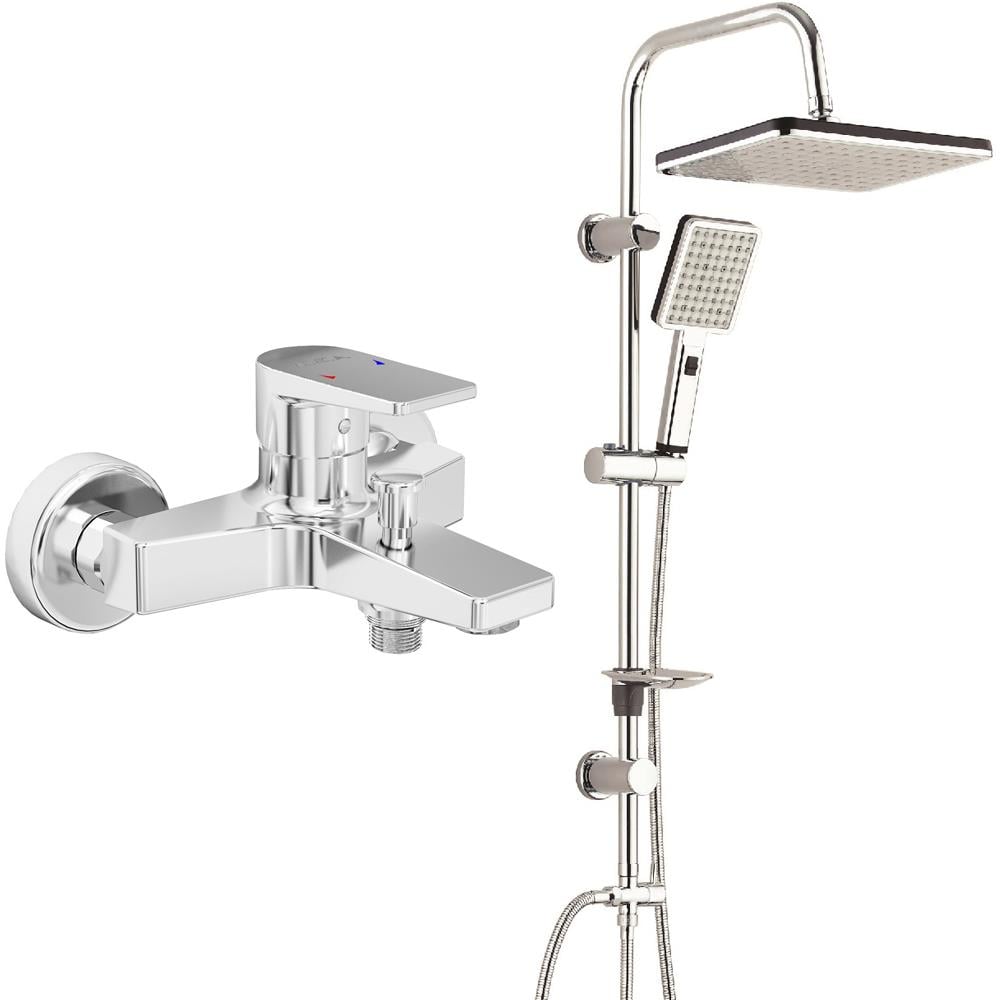 ECA Dalia Banyo Bataryası+T-MAY Banyo Sümbül Kare Tepe Duş Takımı Seti Krom Paslanmaz