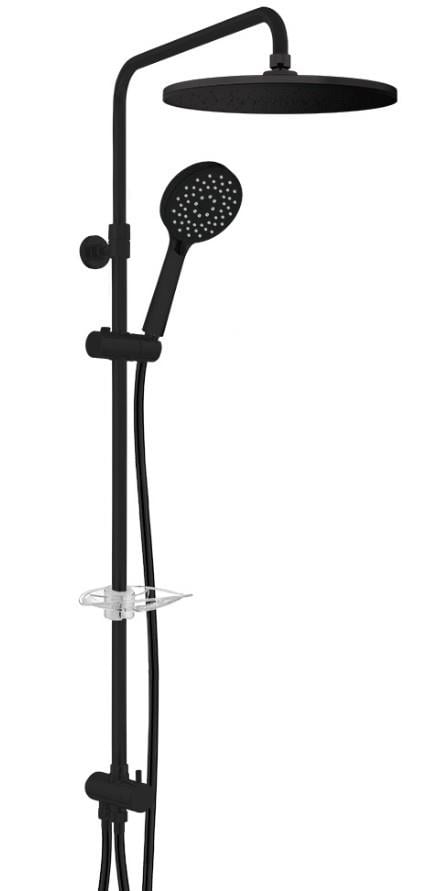 ECA Dalia Plus Teleskobik Kolonlu Banyo Tepe Duş Seti Yuvarlak Takım Mat Siyah 102158040C1