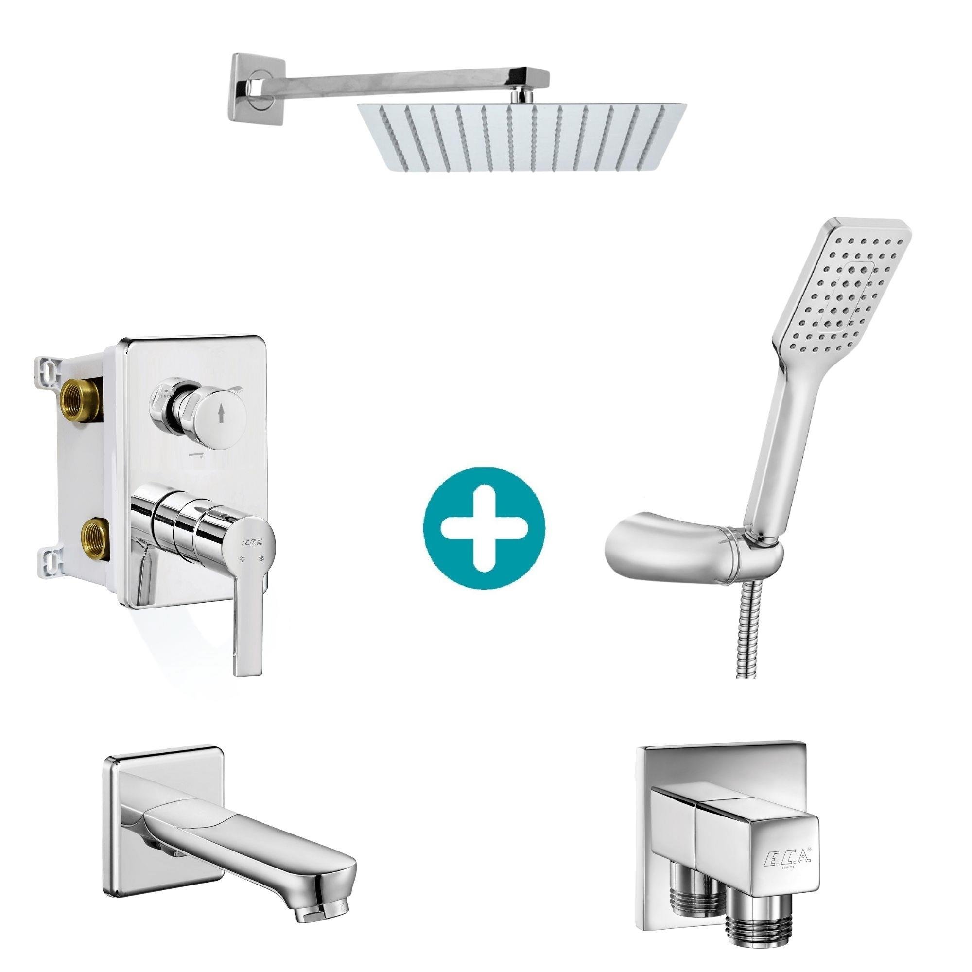 ECA Delta Ankastre Gömme Banyo Bataryası Duş Seti Tüm Parçalar Dahil 30x30