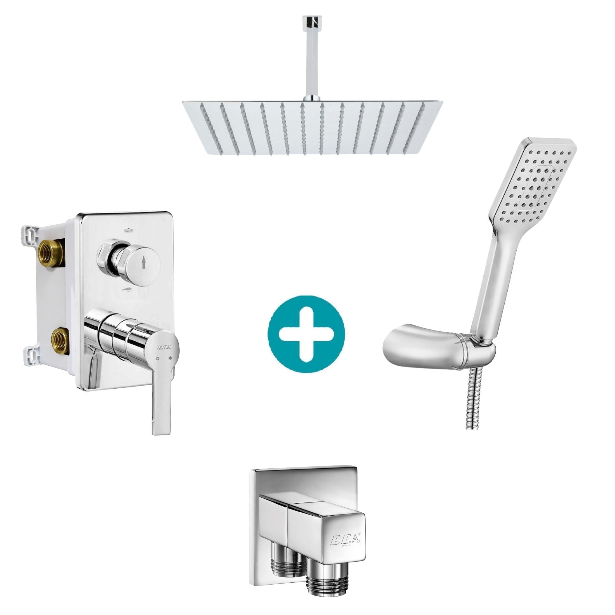 ECA Delta Ankastre Gömme Banyo Bataryası Duş Seti Tüm Parçalar Dahil 40x40