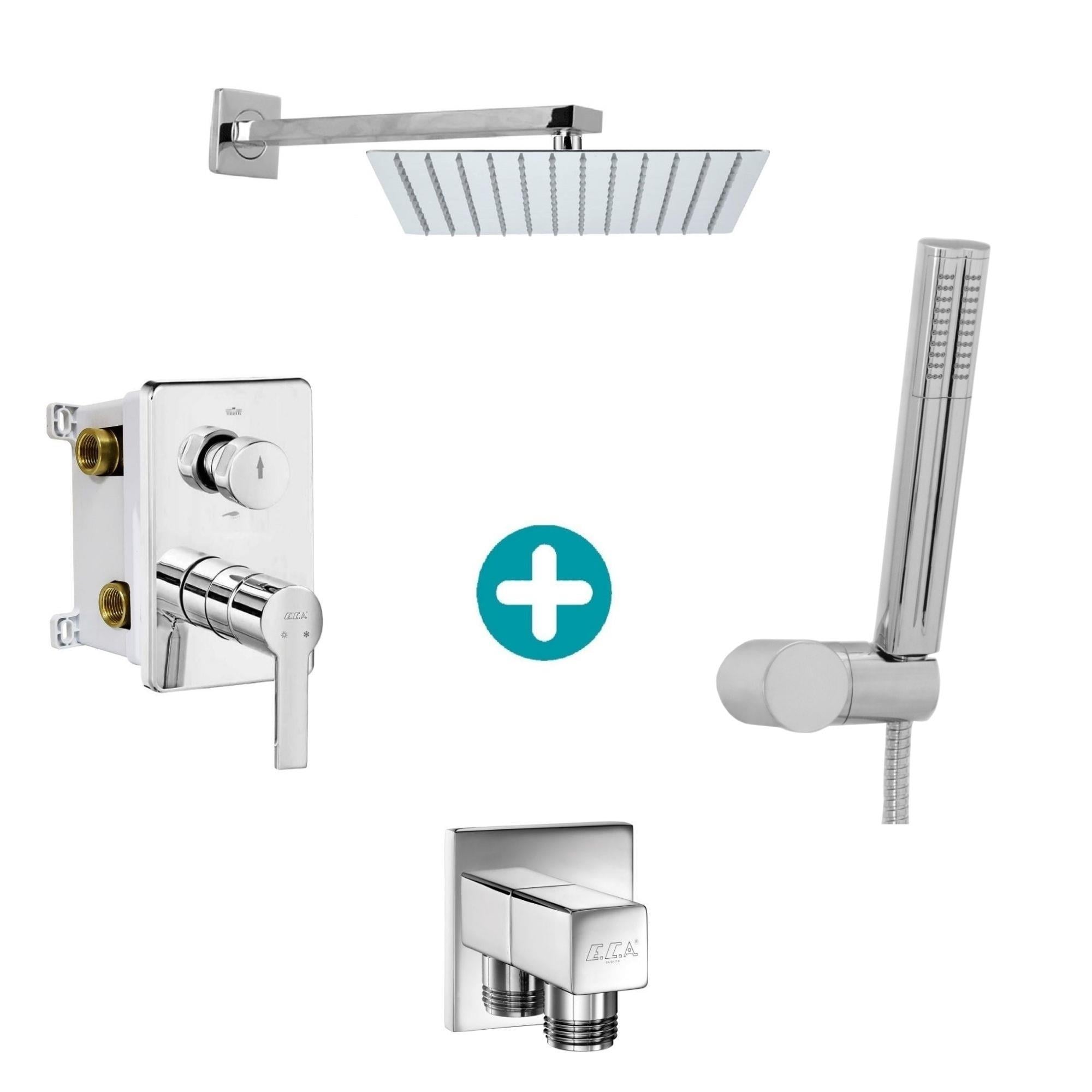 ECA Delta Ankastre Gömme Banyo Bataryası Duş Seti Tüm Parçalar Dahil 30x30