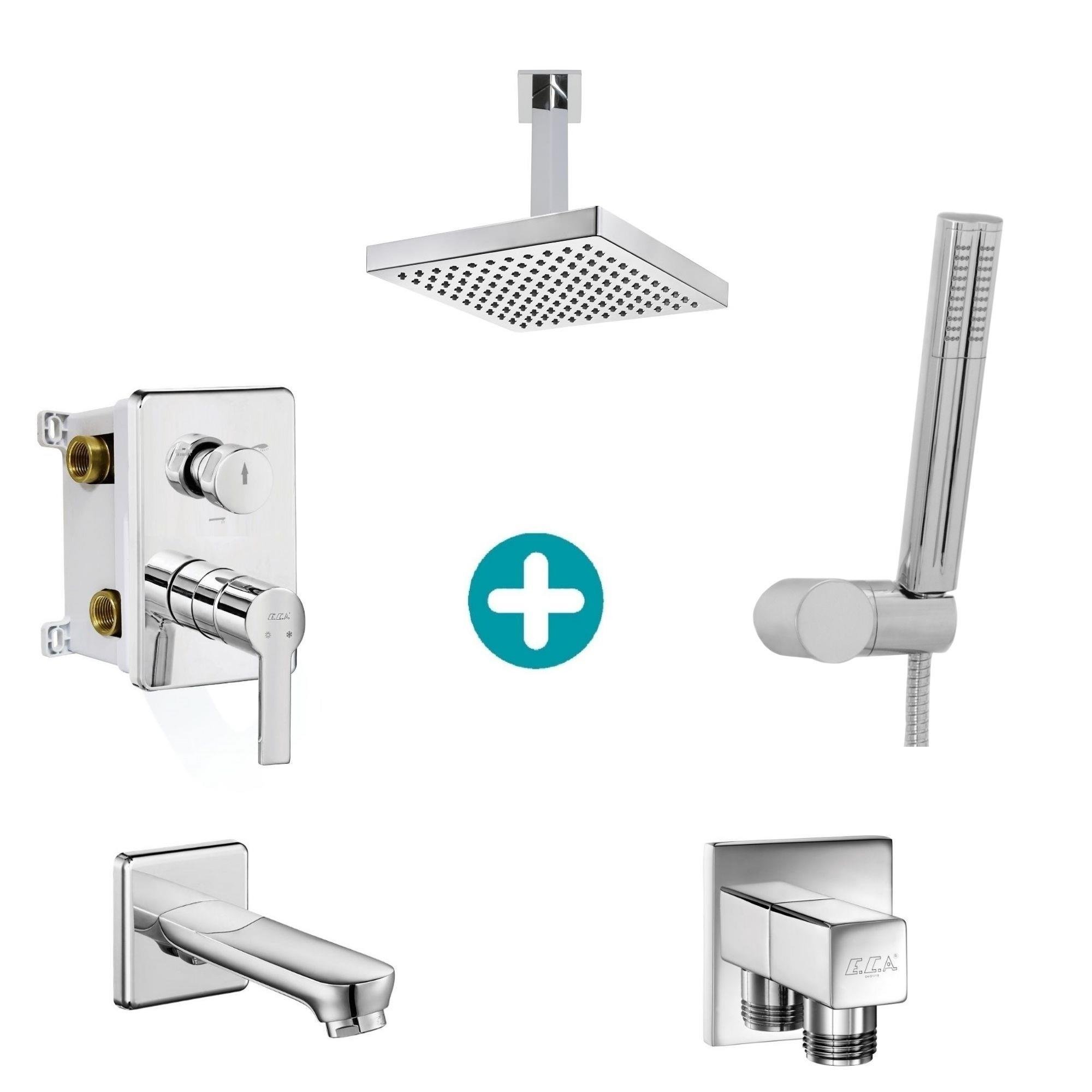 ECA Delta Ankastre Gömme Banyo Bataryası Duş Seti Tüm Parçalar Dahil Tavandan