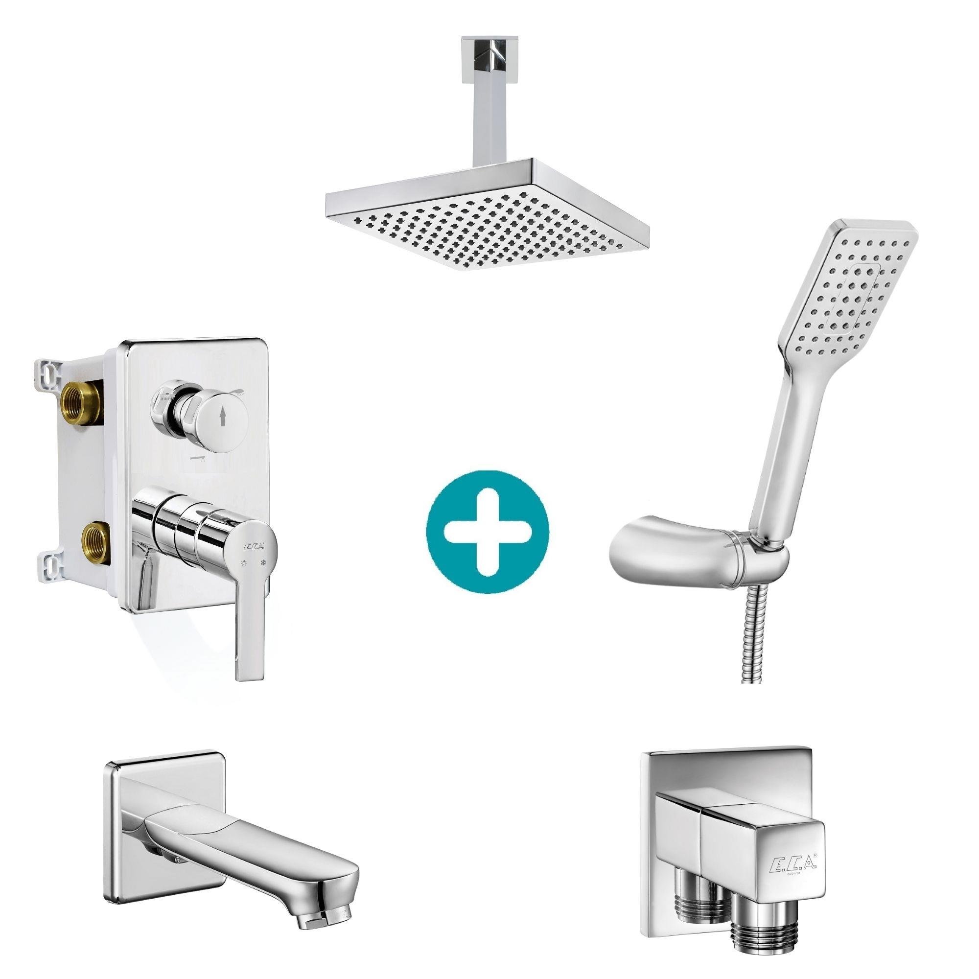 ECA Delta Ankastre Gömme Banyo Bataryası Duş Seti Tüm Parçalar Dahil Tavandan