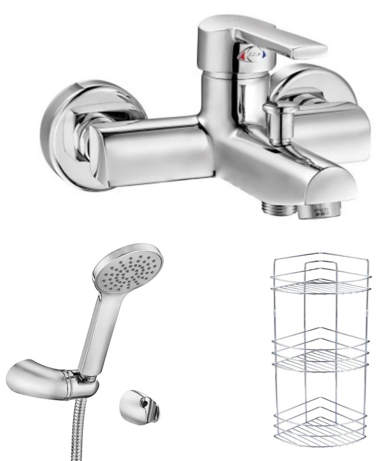 ECA Delta Banyo Bataryası+Spil Mafsallı Duş Üst Takım+3'lü Raf    (346+336+Metal Süngerlik) 3'lü Set