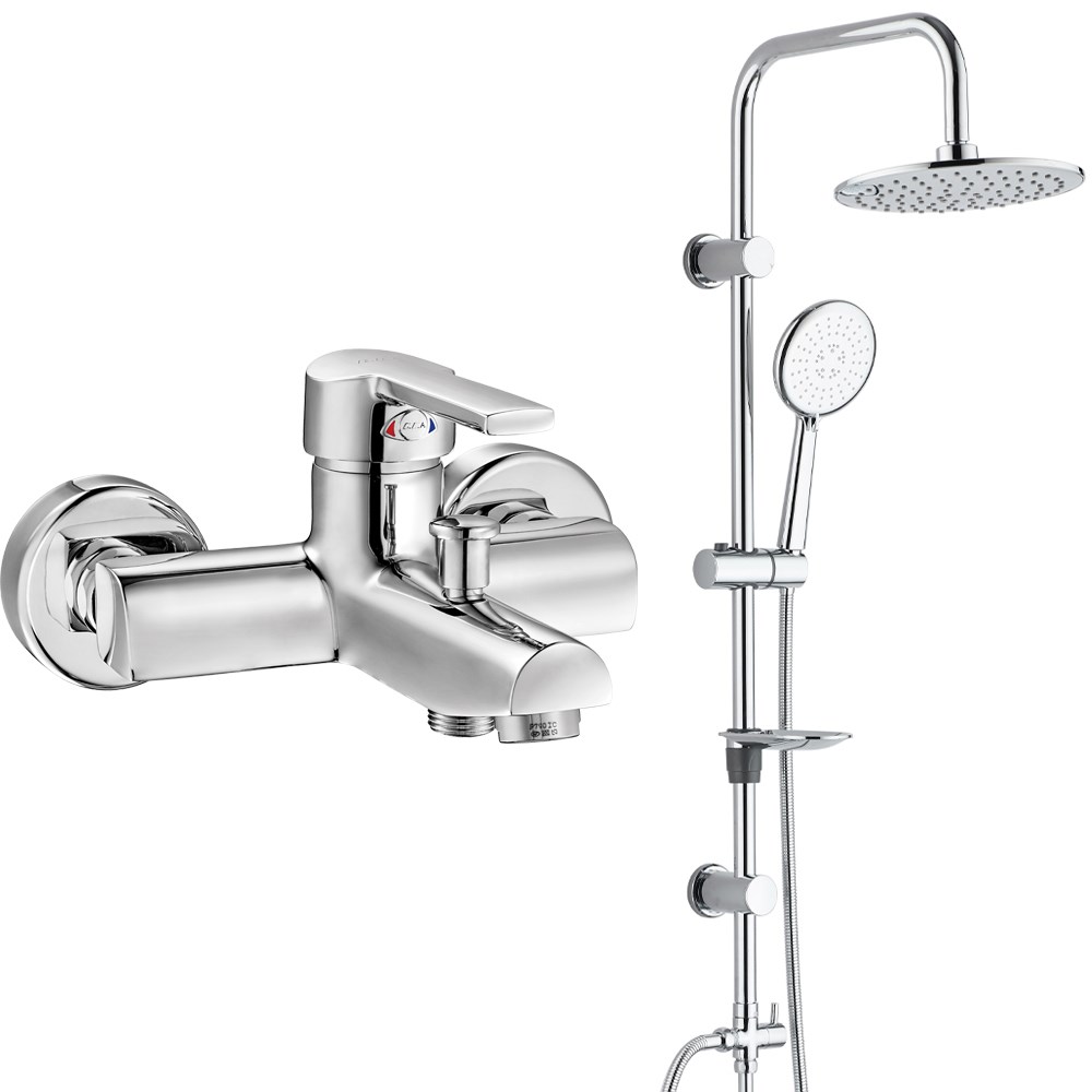 ECA Delta Banyo Bataryası+T-MAY Banyo Bostan Oval Tepe Duş Takımı Seti Paslanmaz Krom