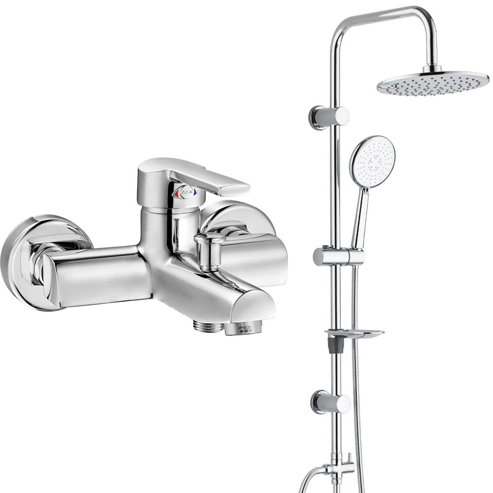 ECA Delta Banyo Bataryası+T-MAY Banyo Bostan Oval Tepe Duş Takımı Seti Paslanmaz Krom