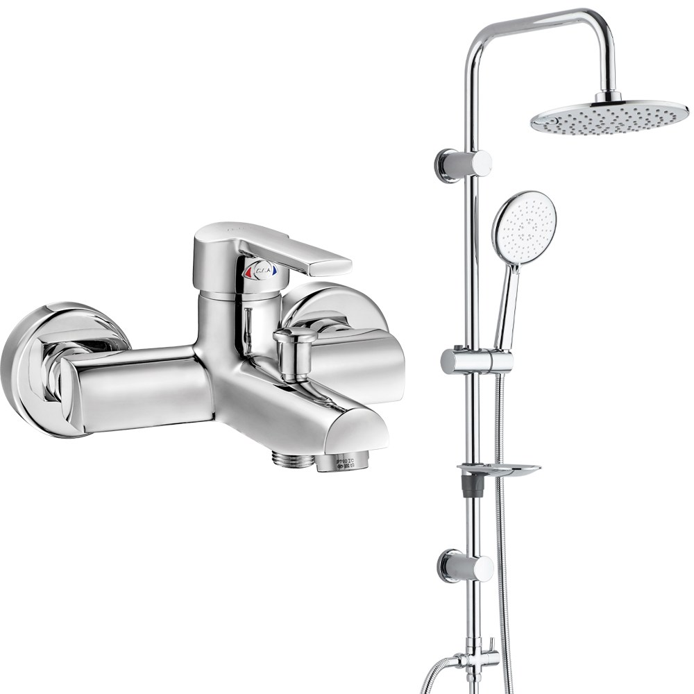 ECA Delta Banyo Bataryası+T-MAY Banyo Bostan Oval Tepe Duş Takımı Seti Paslanmaz Krom