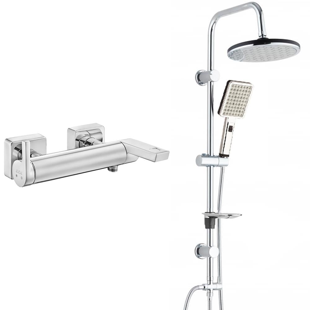 ECA İcon Banyo Bataryası+T-MAY Banyo Gediz Oval Tepe Duş Takımı Seti Paslanmaz Krom