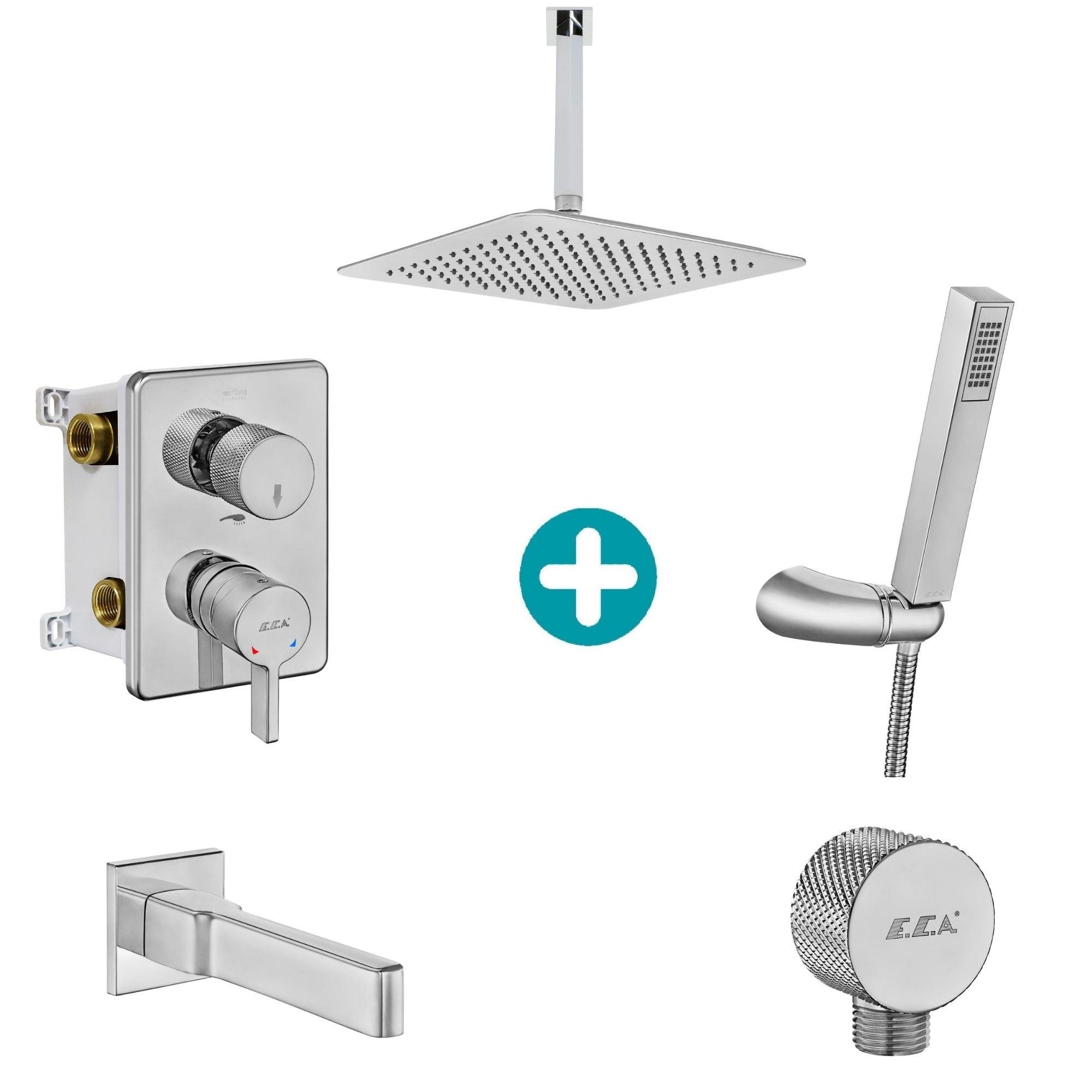 ECA Life Ankastre Gömme Banyo Bataryası Duş Seti Tavandan Tüm Parçalar Dahil 