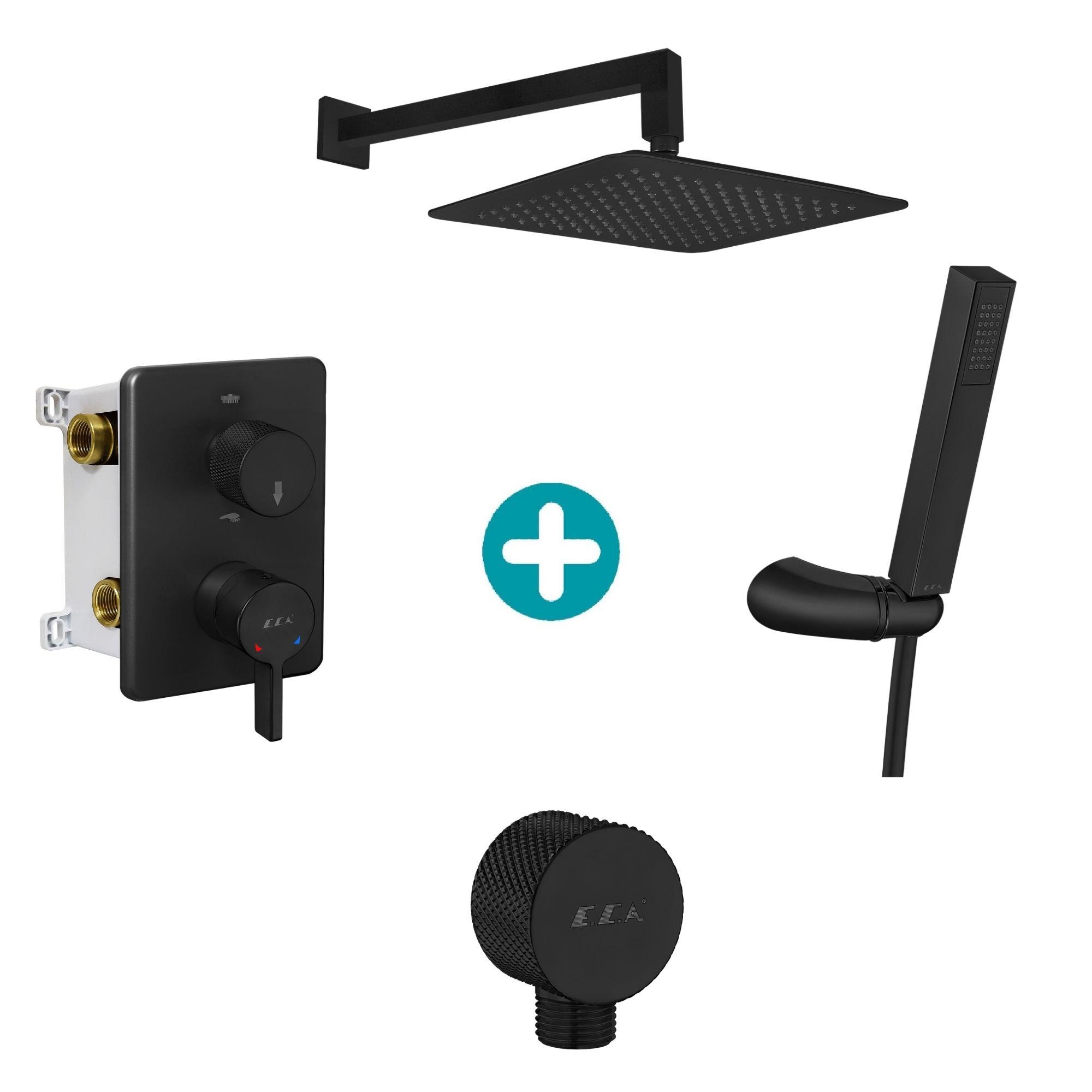 ECA Life Ankastre Gömme Banyo Bataryası Duş Seti Mat Siyah Tüm Parçalar Dahil 