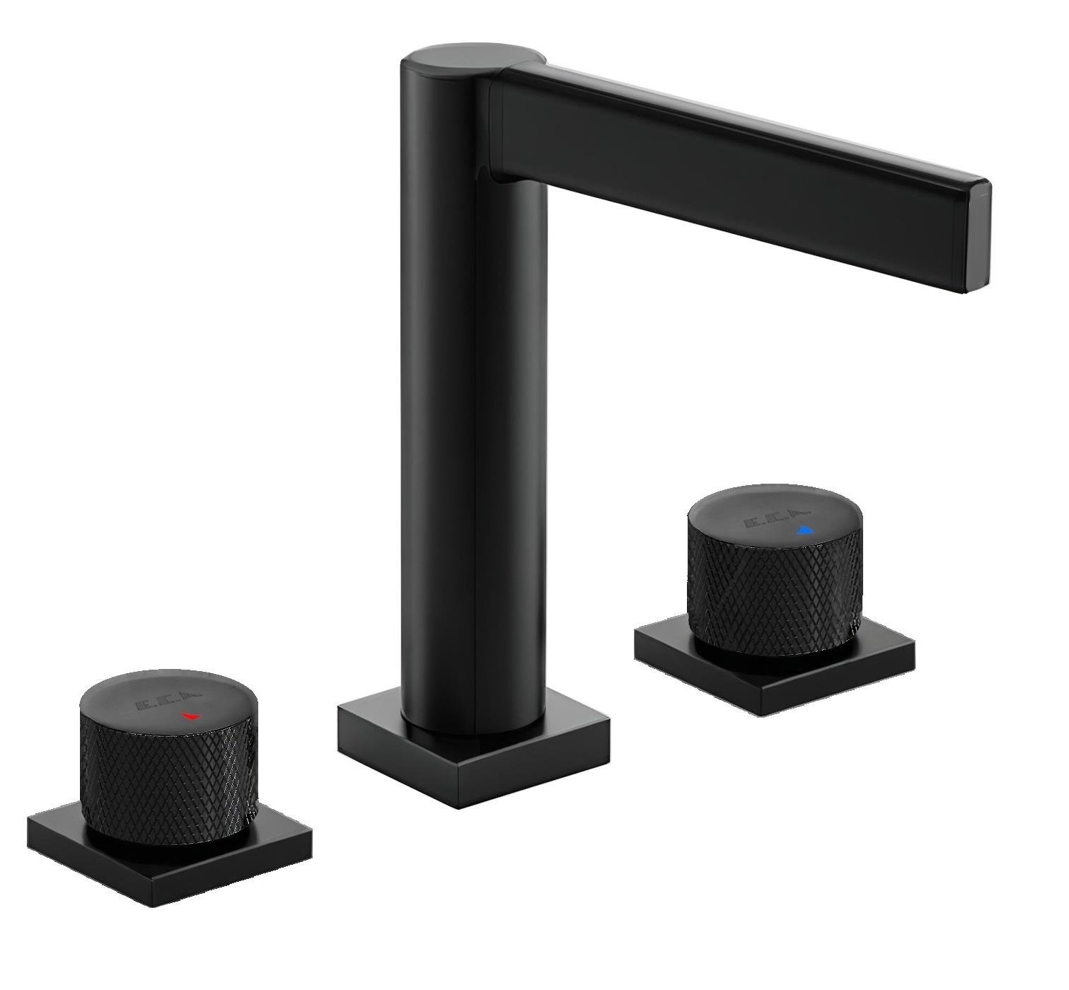 ECA Life Ankastre Lavabo Bataryası 3 Delikli Tezgah Üstü Mat Siyah Renkli 102105778C1