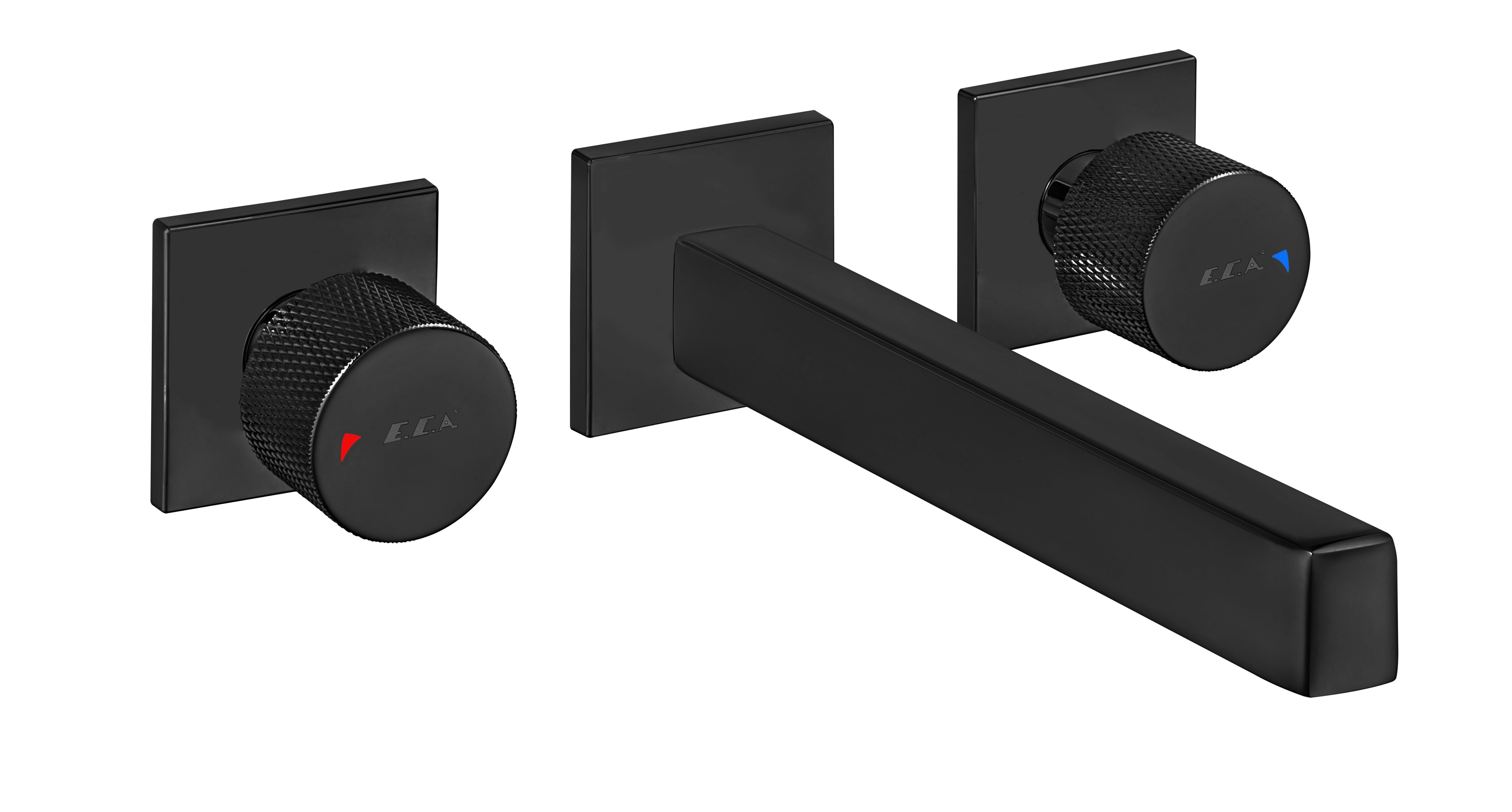 ECA Life Ankastre Lavabo Bataryası 3 Delikli Duvardan Mat Siyah Renkli 102106777C1