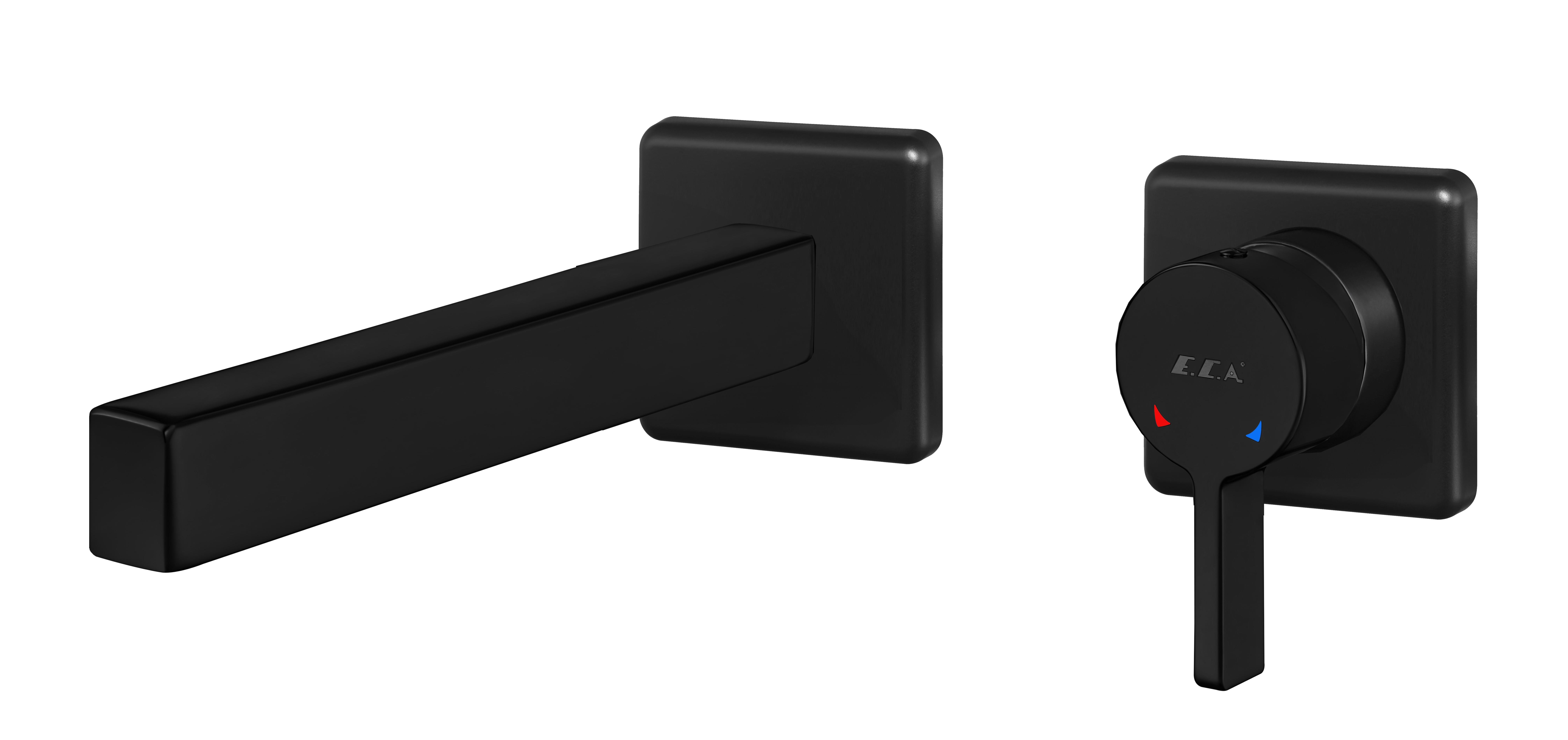 ECA Life Ankastre Lavabo Bataryası Sıva Üstü Çift Rozet Mat Siyah Renkli 102167622C1-KK