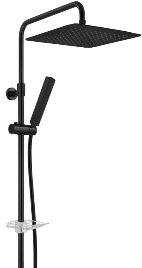 ECA Life Teleskobik Kolonlu Banyo Tepe Duş Sistemi Mat Siyah Renkli 30x30 102158079C1