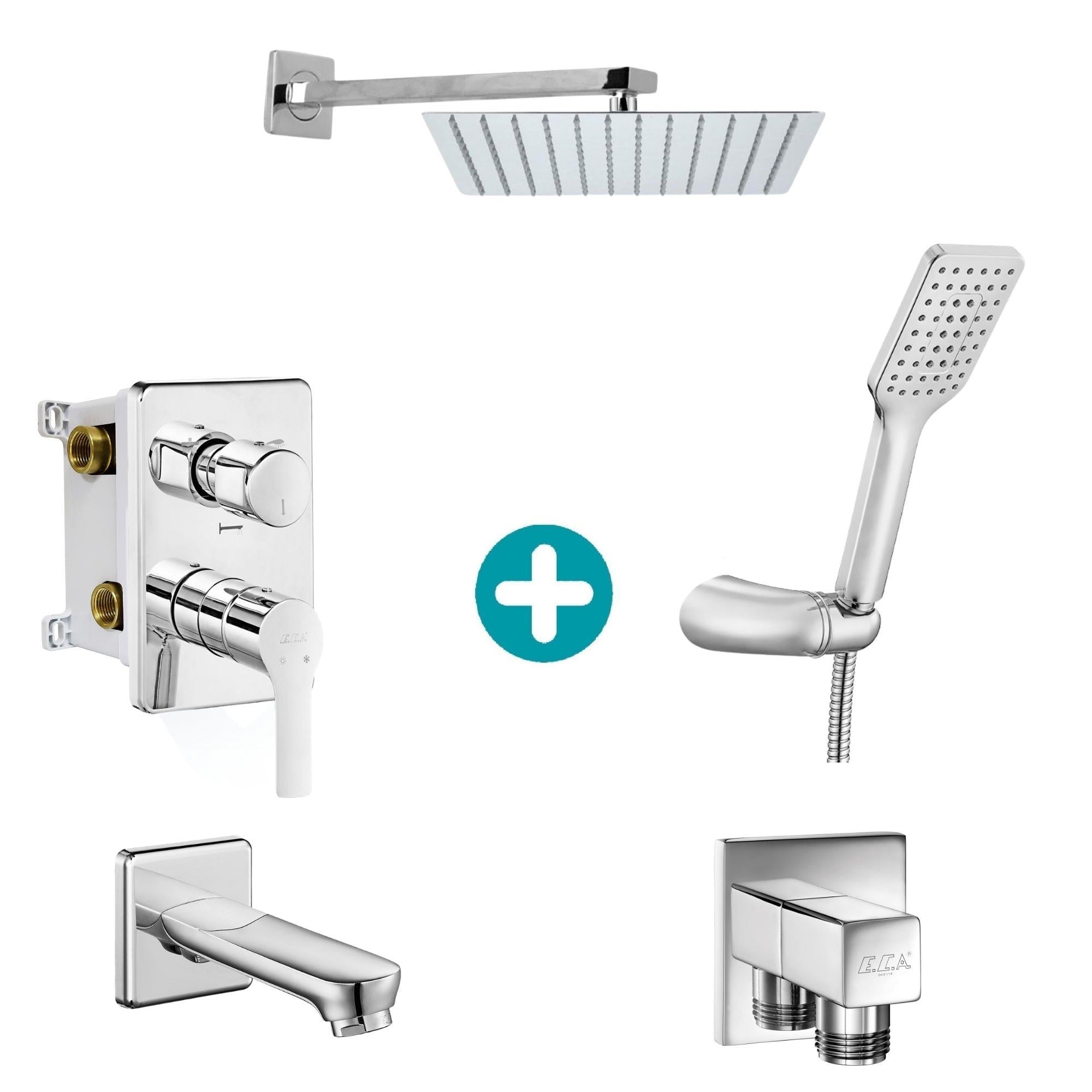 ECA Luna Ankastre Gömme Banyo Bataryası Duş Seti Tüm Parçalar Dahil 30x30