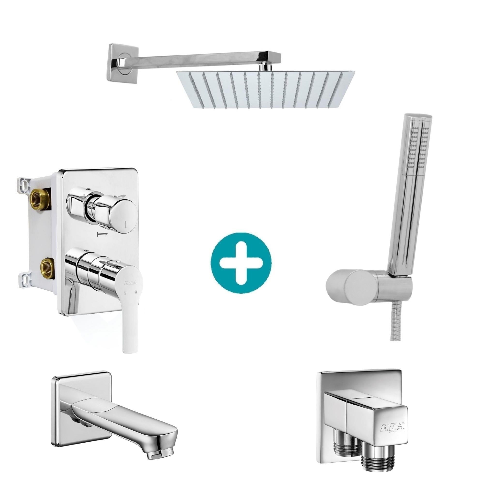 ECA Luna Ankastre Gömme Banyo Bataryası Duş Seti Tüm Parçalar Dahil 30x30