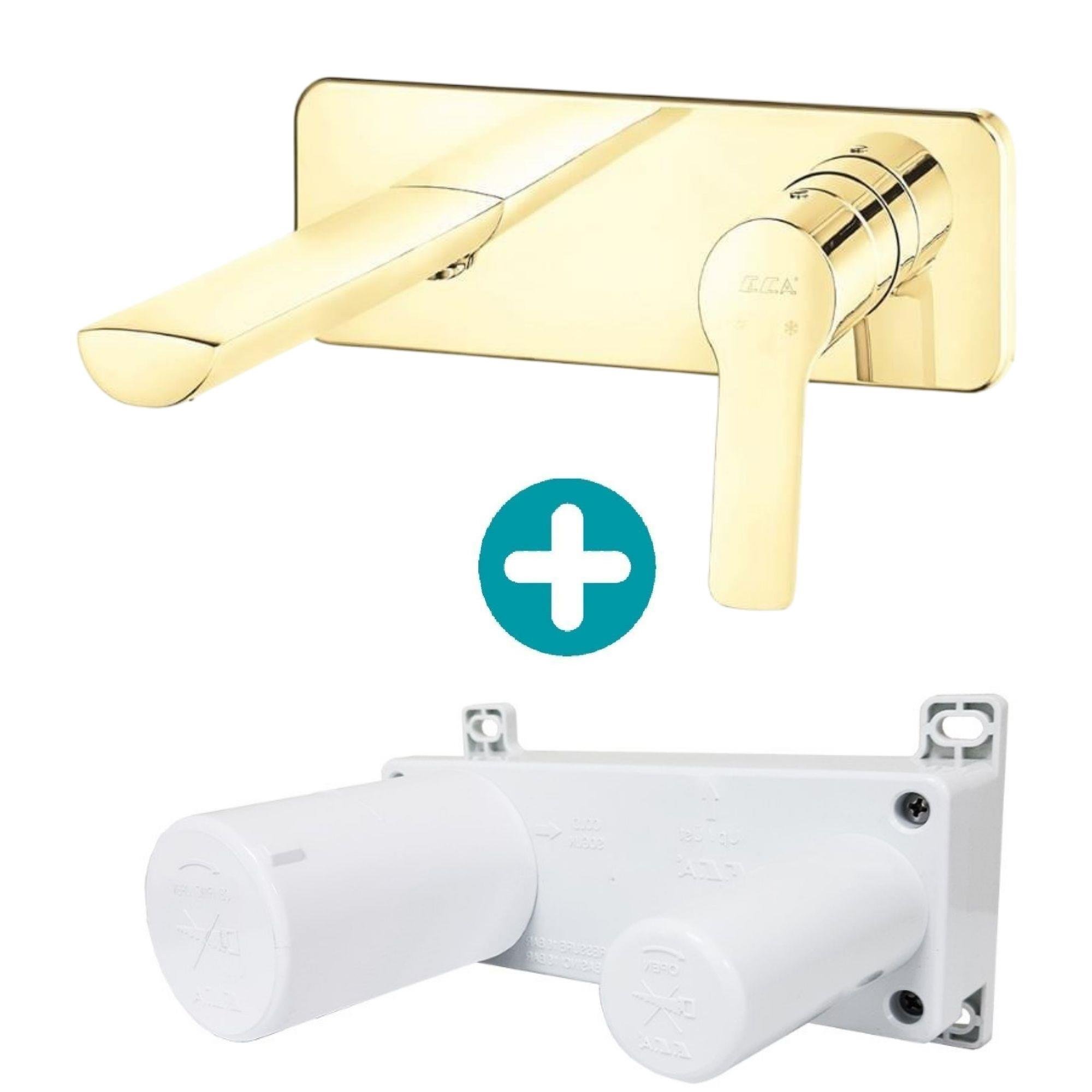 ECA Luna Ankastre Lavabo Bataryası Sıva Üstü Ve Sıva Altı Grubu Tek Rozet Altın Renkli