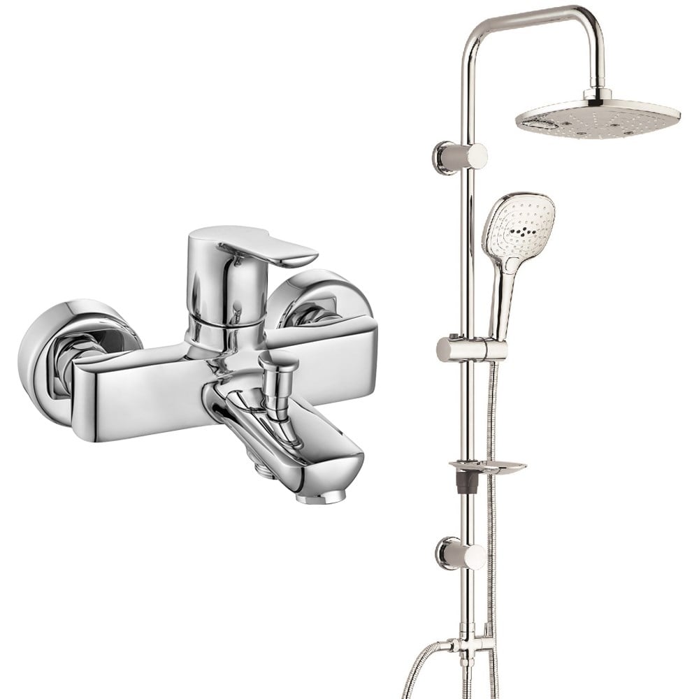 ECA Luna Banyo Bataryası + T-MAY Banyo Ayvacık Elips Tepe Duş Takımı Seti Paslanmaz Krom