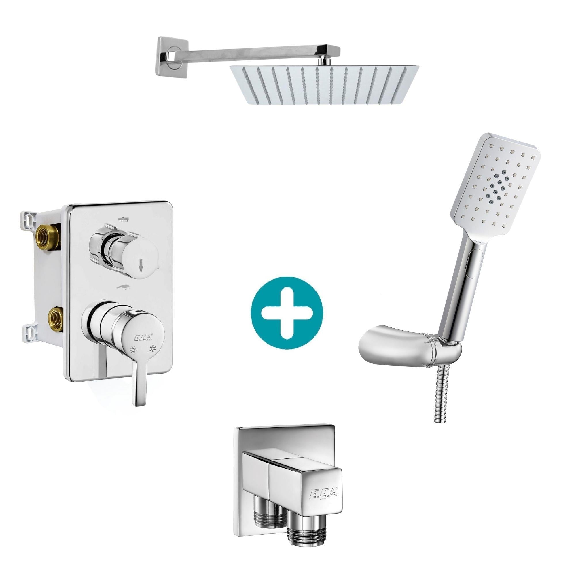 ECA Mina Ankastre Gömme Banyo Bataryası Duş Seti Tüm Parçalar Dahil 30x30