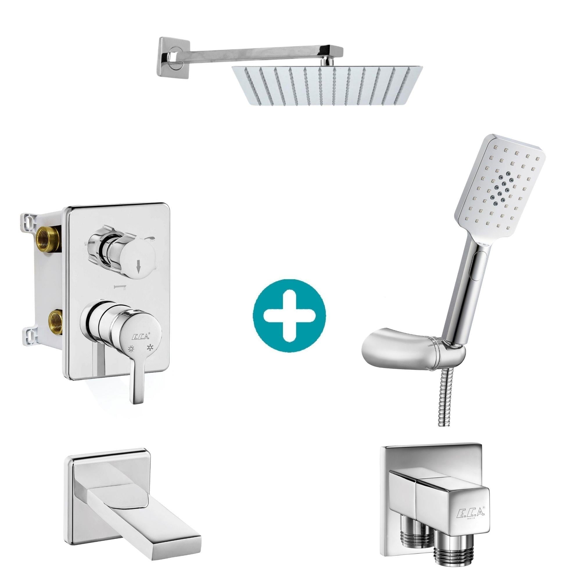 ECA Mina Ankastre Gömme Banyo Bataryası Duş Seti Tüm Parçalar Dahil 30x30