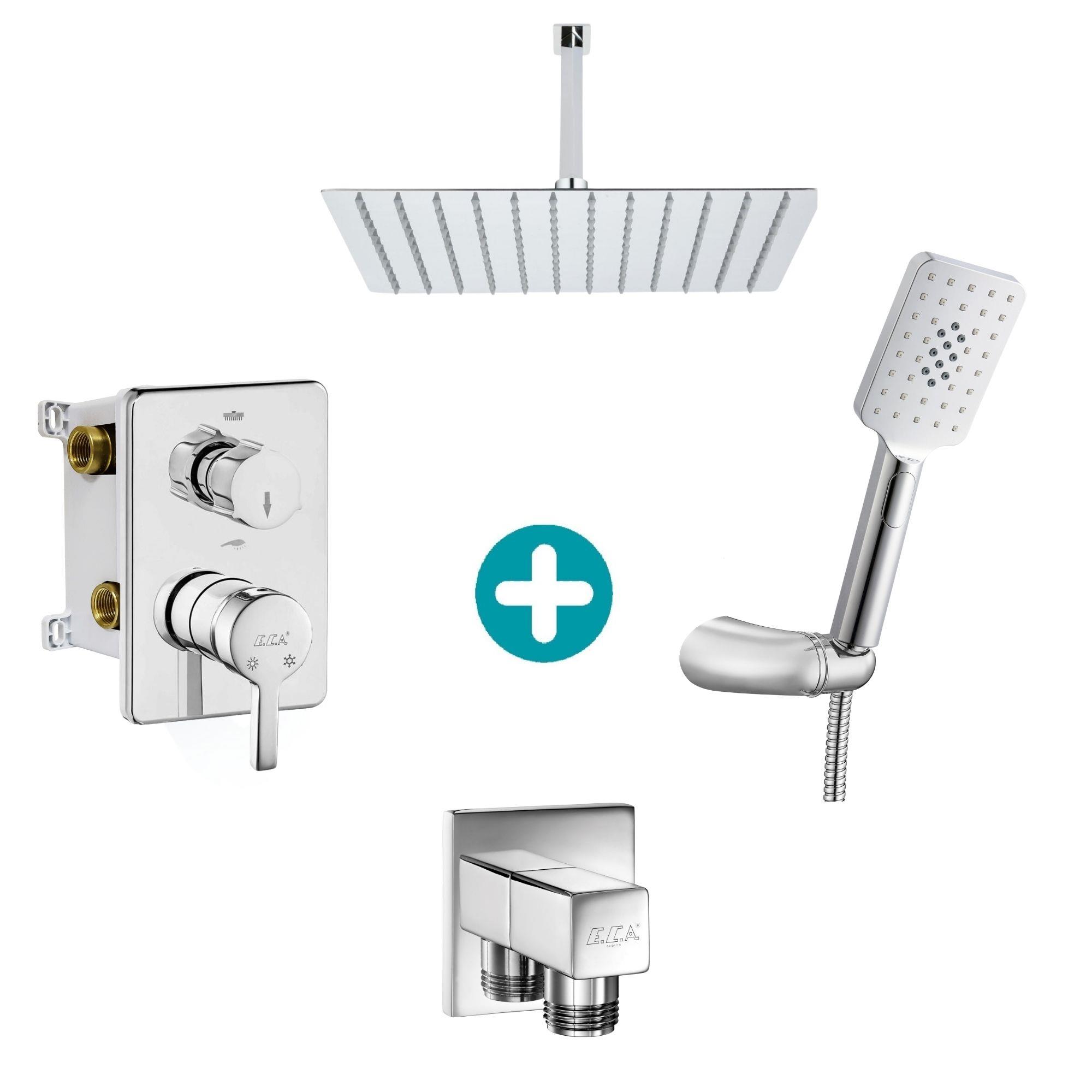 ECA Mina Ankastre Gömme Banyo Bataryası Duş Seti Tüm Parçalar Dahil 40x40