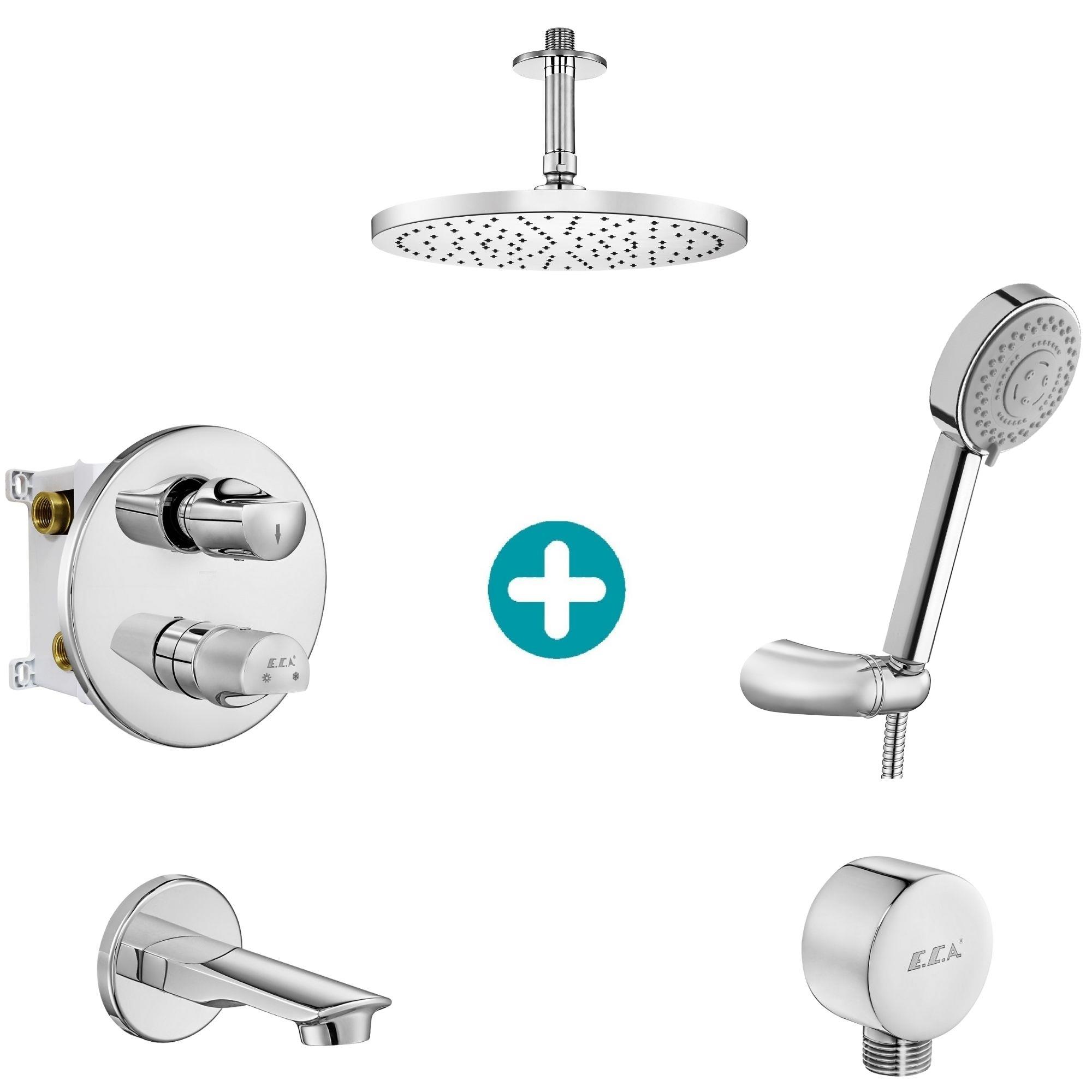 ECA Myra Ankastre Gömme Banyo Bataryası Duş Seti Tüm Parçalar Dahil Tavandan