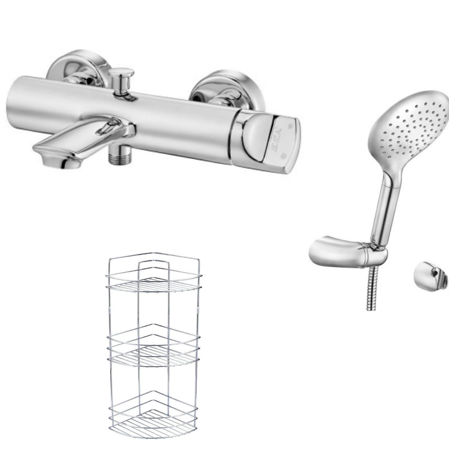 ECA Myra Banyo Bataryası+Myra Mafsallı Duş Üst Takım+3'lü Raf     (470H+343H+Süngerlik) 3'lü Set