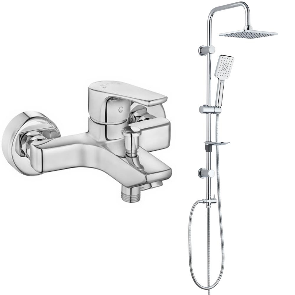 Eca Niobe Banyo Bataryası +  T-MAY Banyo Belen Tepe Duş Takımı Seti Krom Paslanmaz