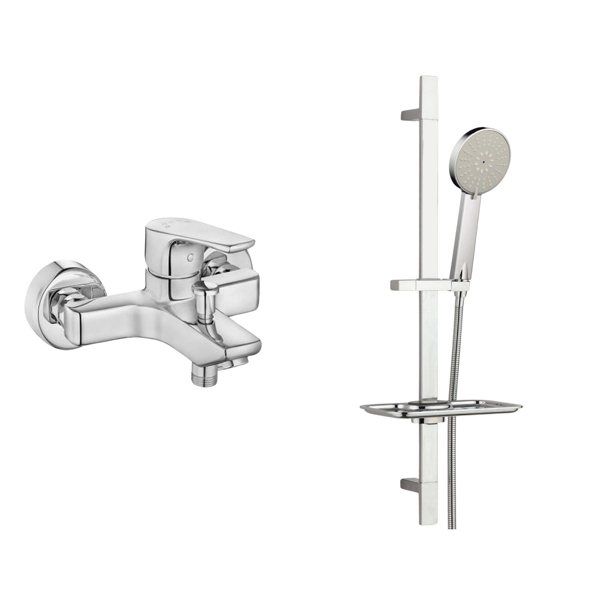 ECA Niobe Banyo Bataryası + T-MAY Lidya Kare Borulu Hareketli Sürgülü Duş Seti Üst Takımı