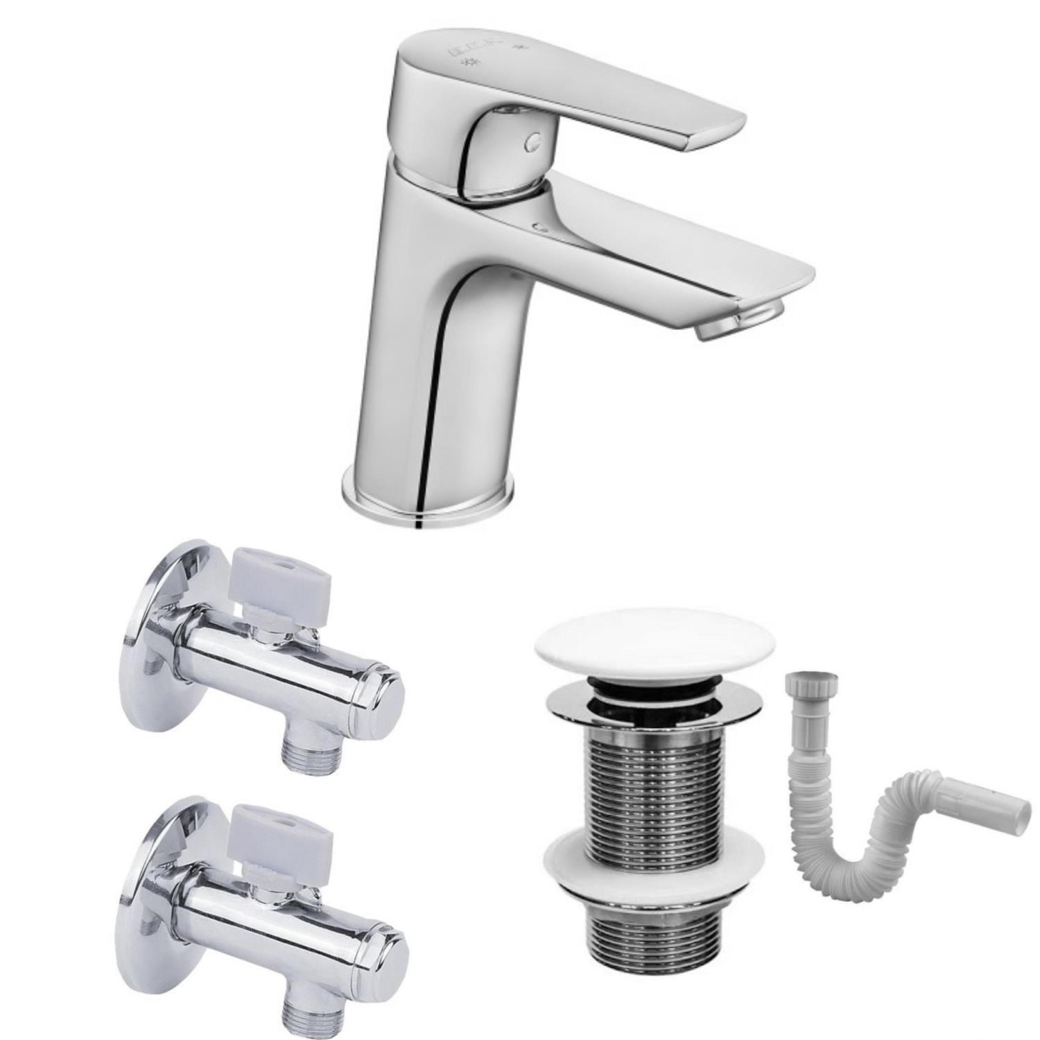 ECA Niobe Lavabo Batarya 053+2 Adet ECA Filtreli Ara Musluk+Popup