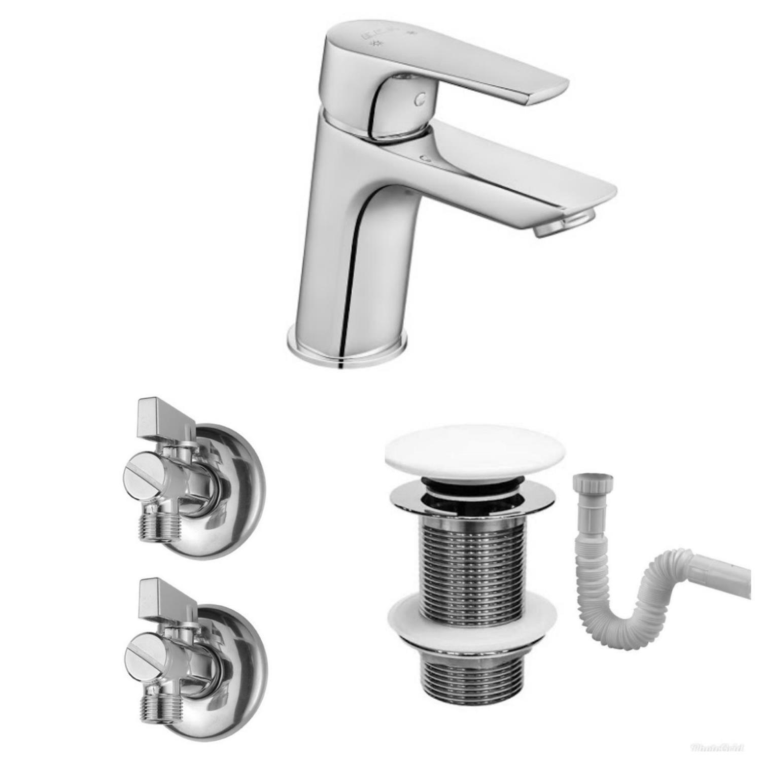 ECA Niobe Lavabo Batarya 053+2 Adet TEMA Filtreli Ara Musluk+Popup